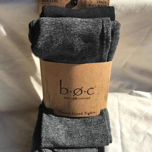 Boc 2 Pair Fleece Lined Tights Nwt 